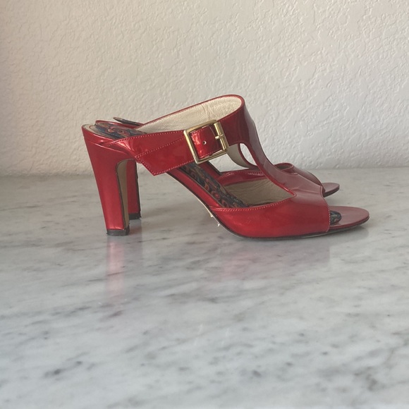 Vero Cuoio Red Leather Sandals Hells Size 7B - Picture 4 of 11
